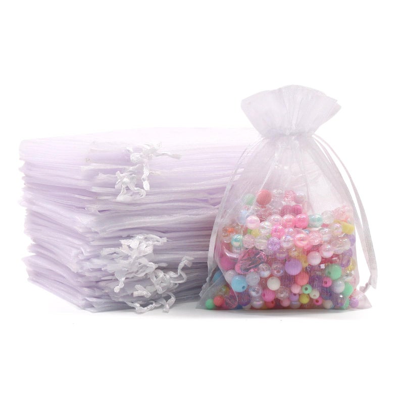 SumDirect 100Pcs 4x6 inches Sheer Organza Bags Jewelry Drawstring Pouches Wedding Party Christmas Favor Gift Bags - Image 1